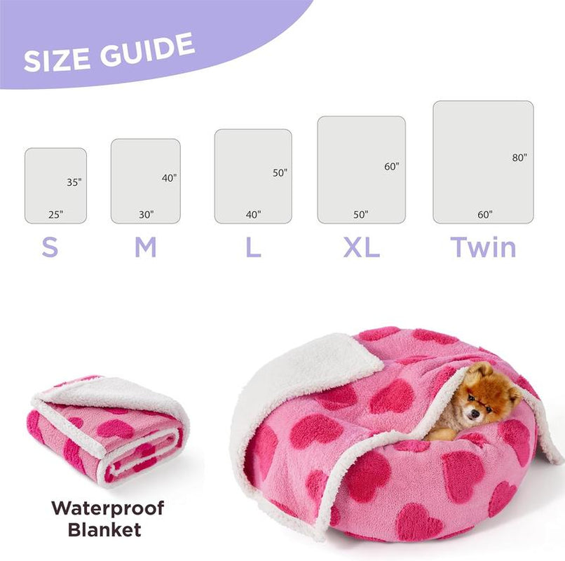 Lesure Waterproof Pet Blanket for Dogs & Cats - Dual-Sided Jacquard Shag & Sherpa Fleece, 3D Textured Cloud Pattern, Machine Washable, Durable & Portable, Perfect for Couch Protection - Shaped Beds Mats