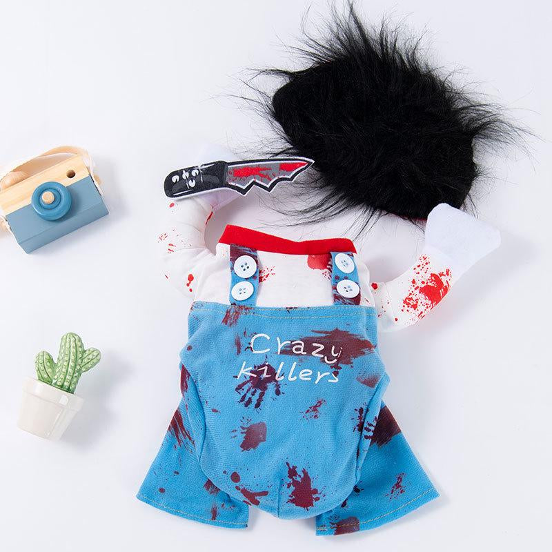 Halloween Dog Costume β Funny Knife Killer Outfit for Small Dogs, Scary Pet Clothes for Halloween Party & Fall Season