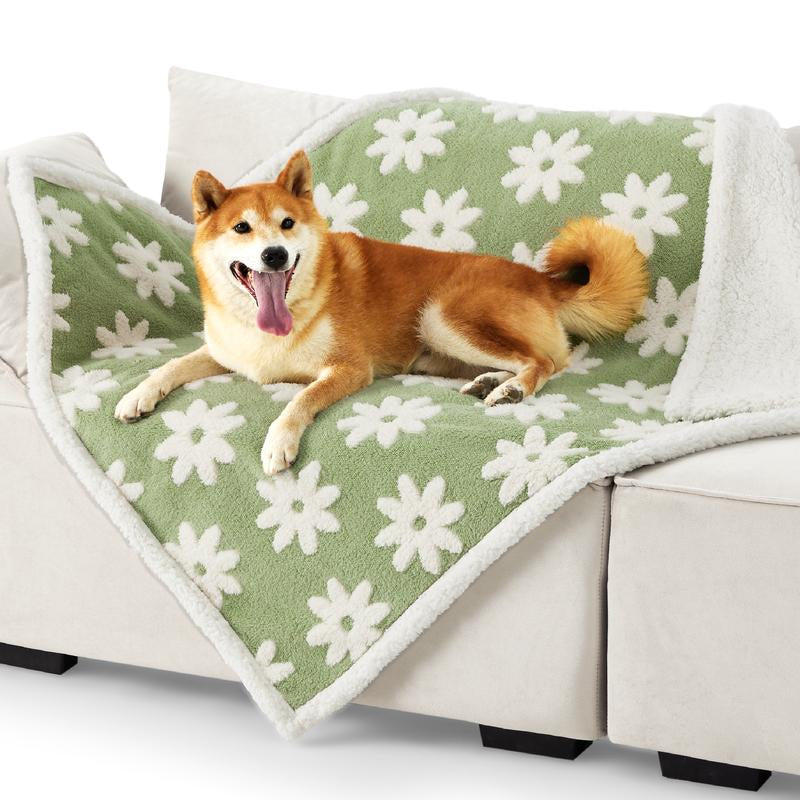Lesure Waterproof Pet Blanket for Dogs & Cats - Dual-Sided Jacquard Shag & Sherpa Fleece, 3D Textured Cloud Pattern, Machine Washable, Durable & Portable, Perfect for Couch Protection - Shaped Beds Mats