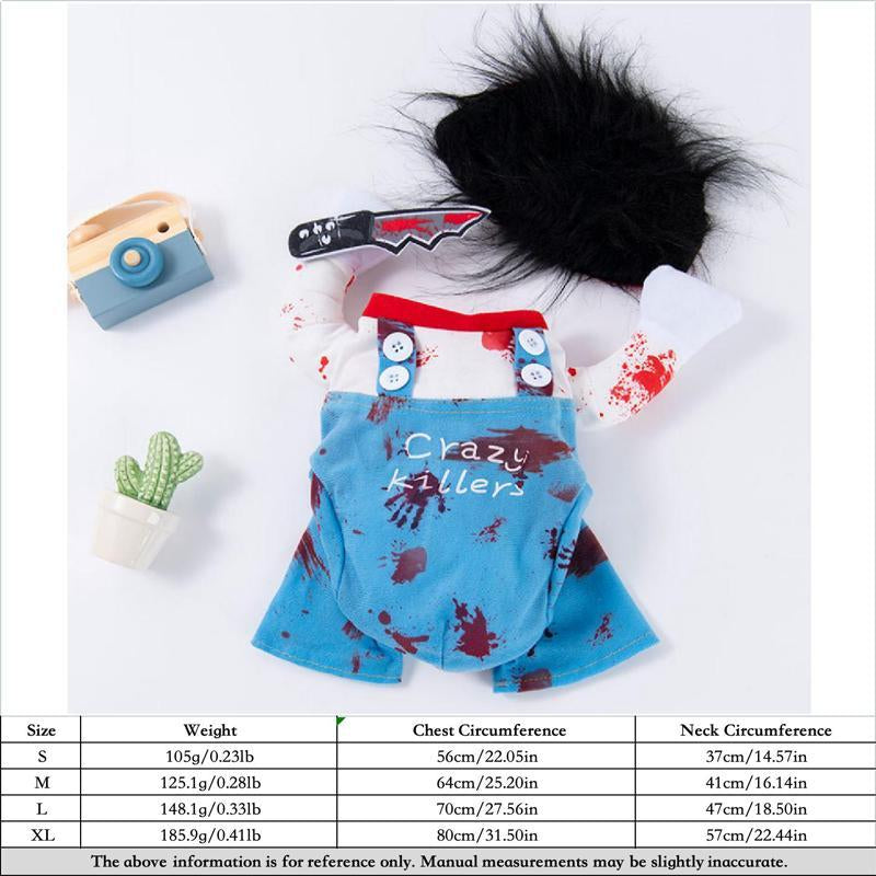 Halloween Dog Costume β Funny Knife Killer Outfit for Small Dogs, Scary Pet Clothes for Halloween Party & Fall Season