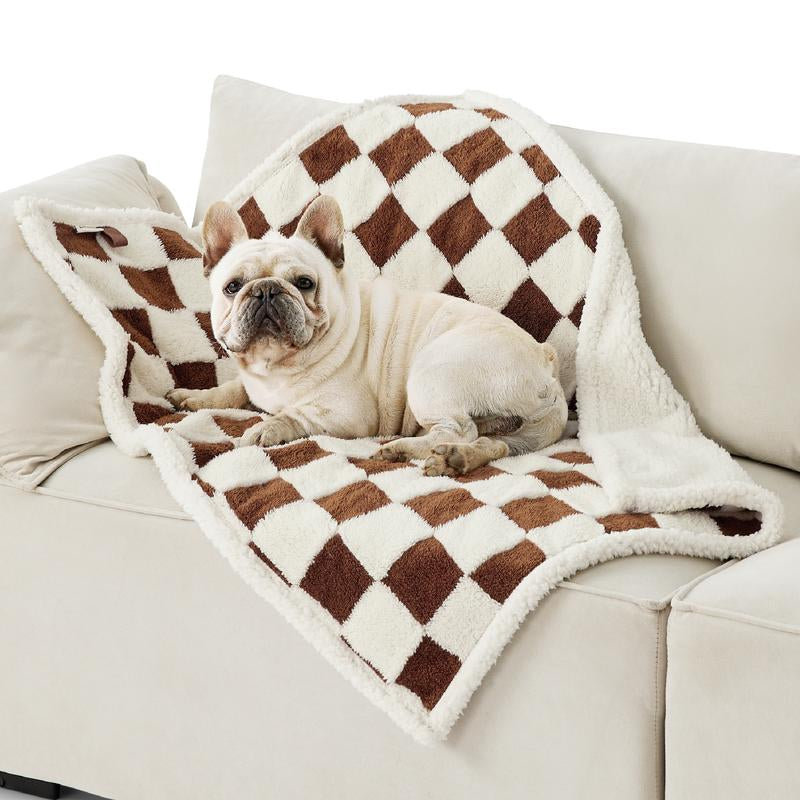Lesure Waterproof Pet Blanket for Dogs & Cats - Dual-Sided Jacquard Shag & Sherpa Fleece, 3D Textured Cloud Pattern, Machine Washable, Durable & Portable, Perfect for Couch Protection - Shaped Beds Mats