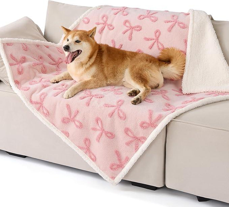 Lesure Waterproof Pet Blanket for Dogs & Cats - Dual-Sided Jacquard Shag & Sherpa Fleece, 3D Textured Cloud Pattern, Machine Washable, Durable & Portable, Perfect for Couch Protection - Shaped Beds Mats