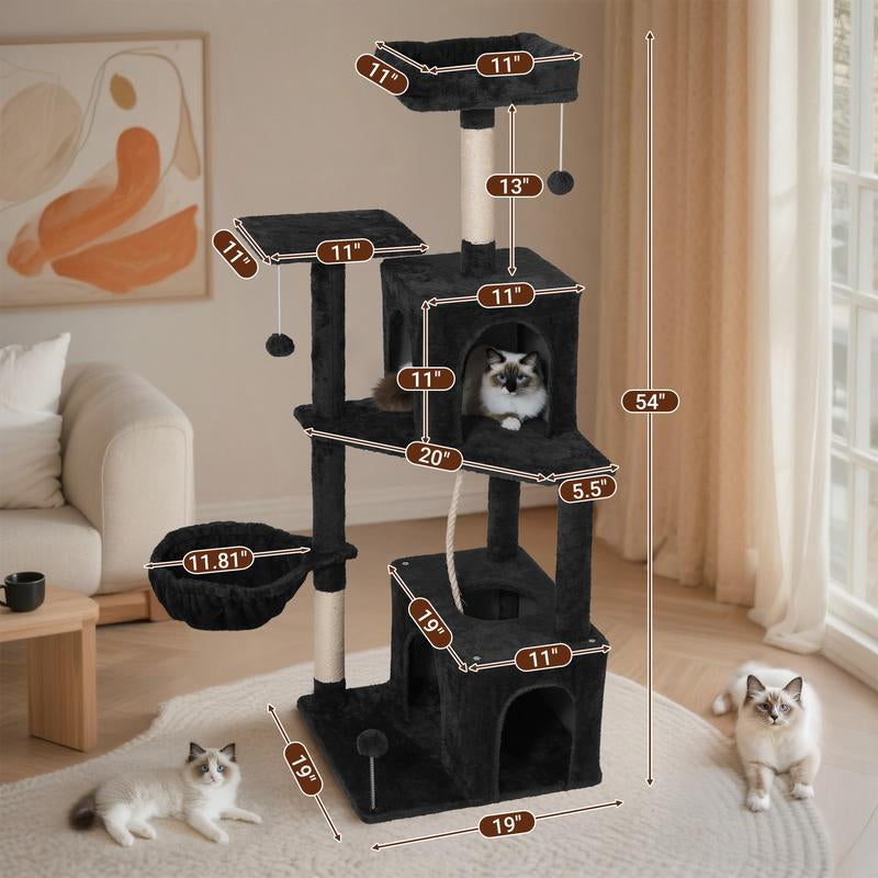 【Fall Deals for You】Wecharmer Cat Tree / Tower for Indoor with Green Leaves, Cat Condo Cozy Plush House with Hang Ball, Pet Furniture with Scratching Posts Cat Tree