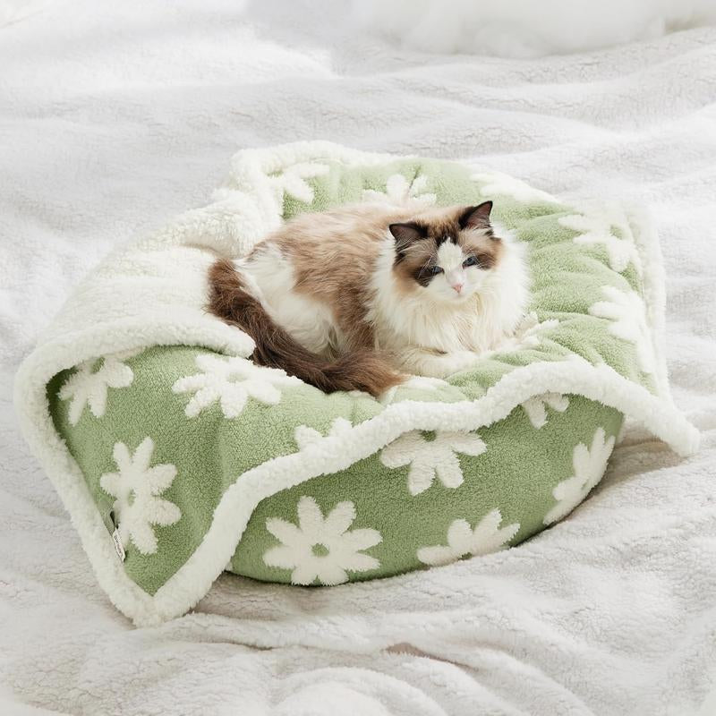 Lesure Waterproof Pet Blanket for Dogs & Cats - Dual-Sided Jacquard Shag & Sherpa Fleece, 3D Textured Cloud Pattern, Machine Washable, Durable & Portable, Perfect for Couch Protection - Shaped Beds Mats