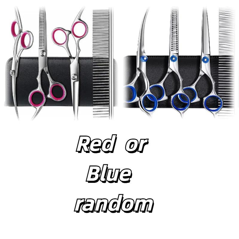 5-In-1 Professional Dog Grooming Scissors Kit – Pet Grooming Shears with Safety round Tips, Titanium-Coated Stainless Steel for Dogs & Cats