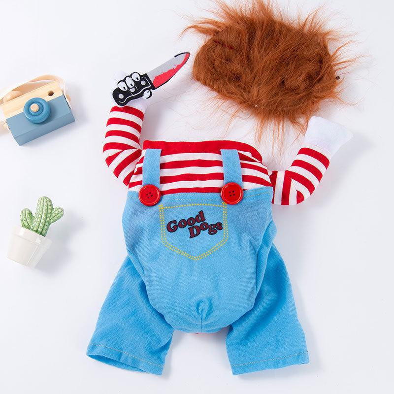 Halloween Dog Costume β Funny Knife Killer Outfit for Small Dogs, Scary Pet Clothes for Halloween Party & Fall Season