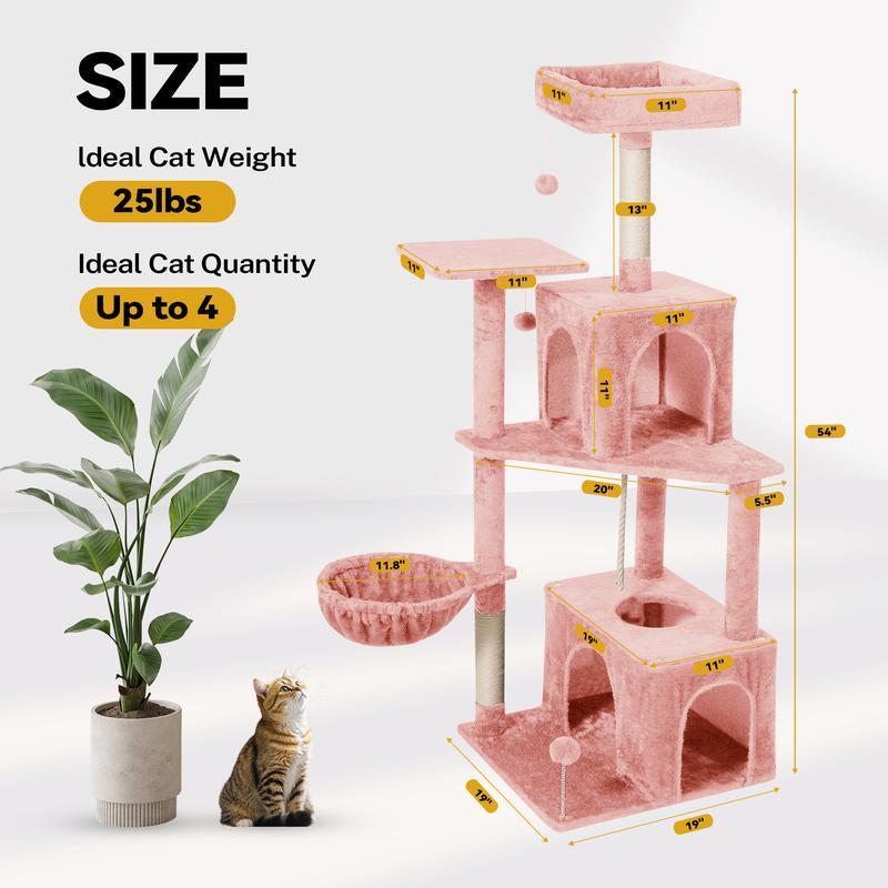 【Fall Deals for You】Wecharmer Cat Tree / Tower for Indoor with Green Leaves, Cat Condo Cozy Plush House with Hang Ball, Pet Furniture with Scratching Posts Cat Tree