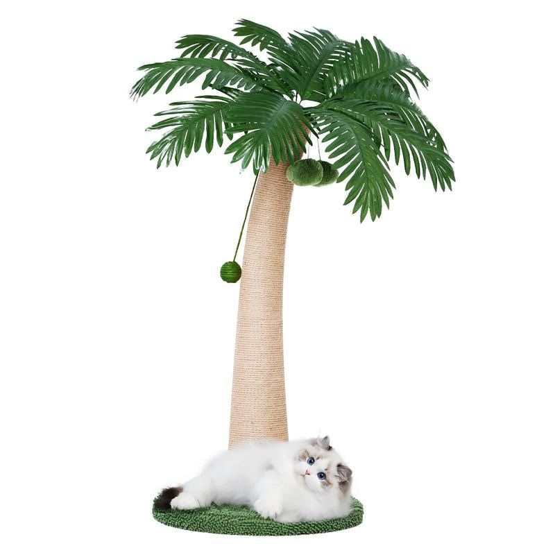 【Fall Deals for You】Wecharmer Cat Tree / Tower for Indoor with Green Leaves, Cat Condo Cozy Plush House with Hang Ball, Pet Furniture with Scratching Posts Cat Tree