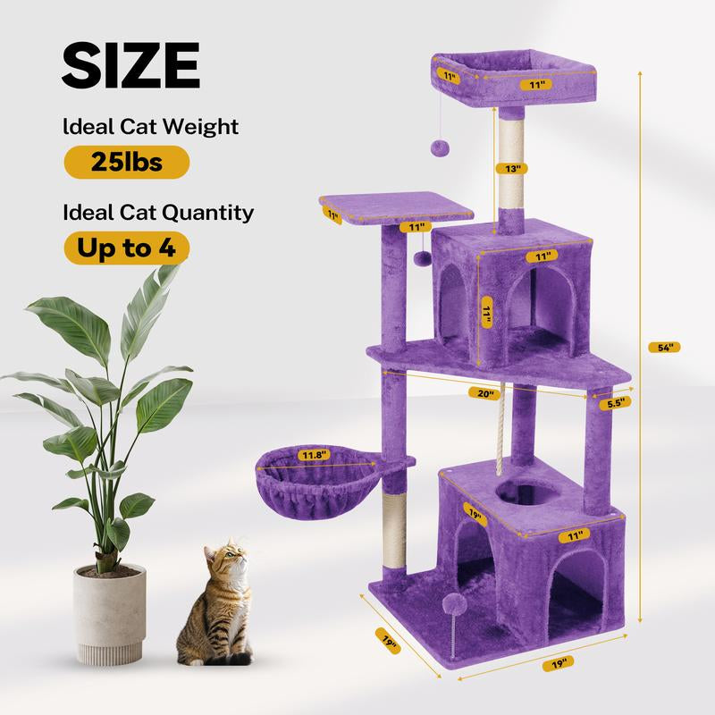 【Fall Deals for You】Wecharmer Cat Tree / Tower for Indoor with Green Leaves, Cat Condo Cozy Plush House with Hang Ball, Pet Furniture with Scratching Posts Cat Tree