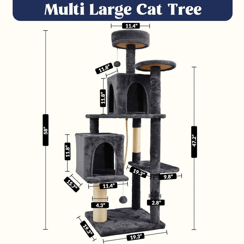 【Fall Deals for You】Wecharmer Cat Tree / Tower for Indoor with Green Leaves, Cat Condo Cozy Plush House with Hang Ball, Pet Furniture with Scratching Posts Cat Tree